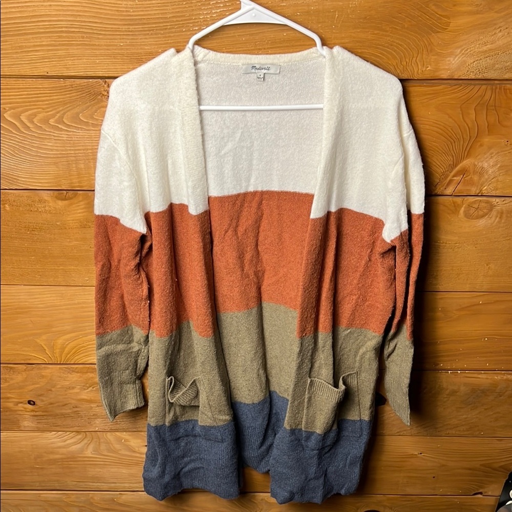 Madewell Kent Women Cardigan color block long small merino wool alpaca blend Y2K